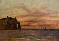 Boudin, Eugene - Etretat, La Falaise d'Aval on Sunset